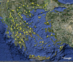 Εικόνα 1. Οι επιφάνειες του βασικού επίπεδου παρακολούθησης (Level I) στην Ελλάδα.